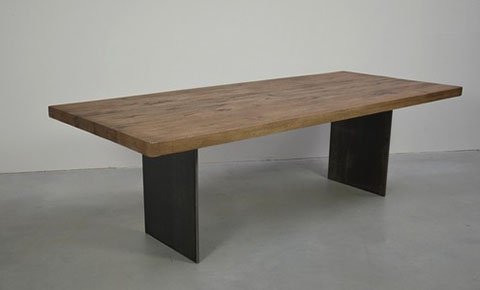 rusztikus tölgy asztal lap-lemez lábbal 02