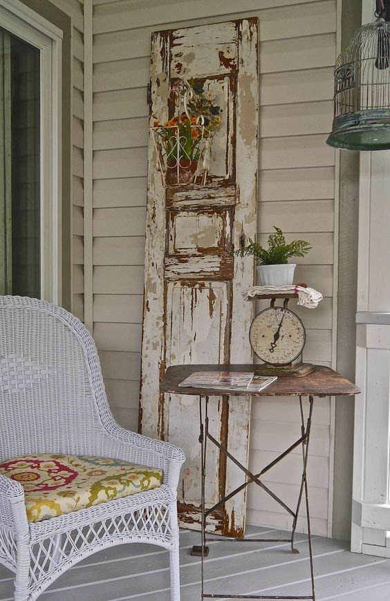 Chateau Chic - Spring Porch decorated with wicker and #vintage items. #porch