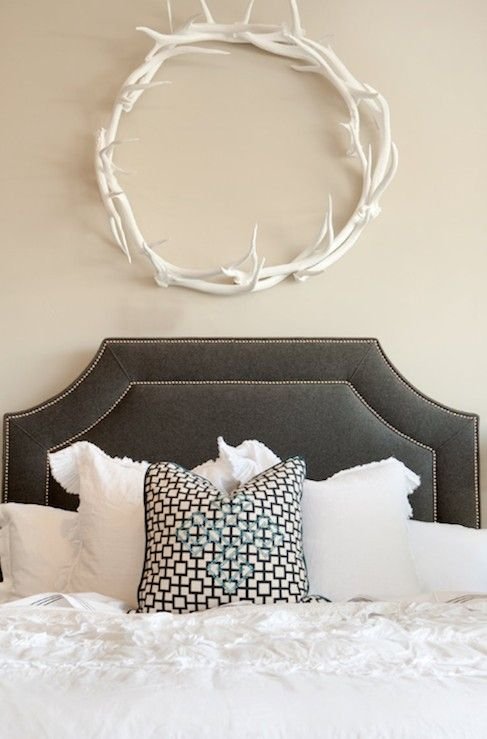 Antler wreath, white and gray- would be perfect for above my hand carved headboard!!